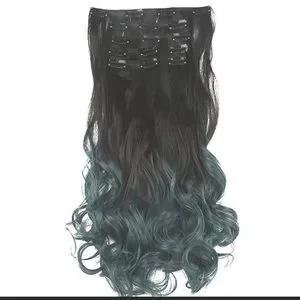 Black to Dark Green Full Head Clip in Extension Hair | Black To Dark Green Full Head Clip In Extension  main image 4
